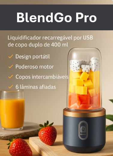 Liquidificador Portátil Recarregável por USB BlendGo Pro
