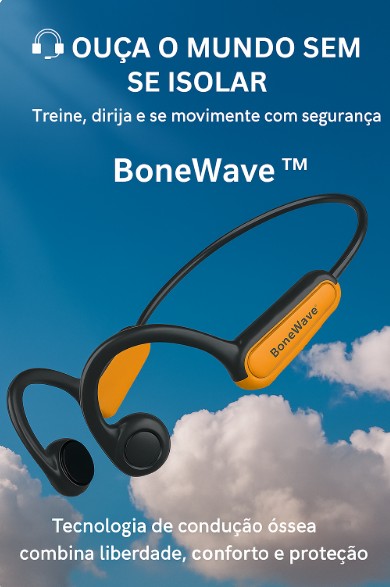 Fone de Ouvido de Condução Óssea BoneWave™