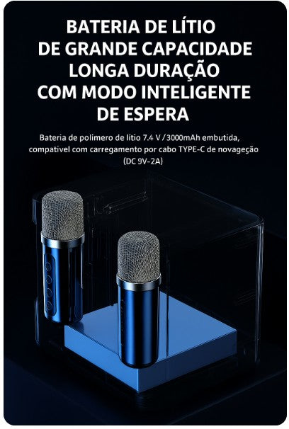 Karaokê Portátil com Microfones Sem Fio StageBox™