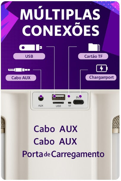Karaokê Portátil com Microfones Sem Fio StageBox™